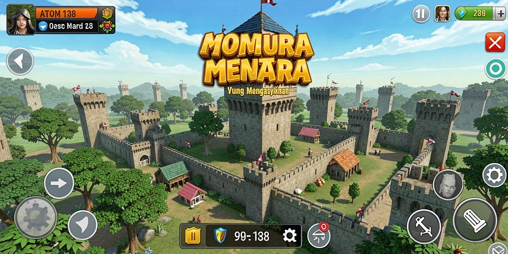 Tampilan gameplay seru dan strategi menara di ATOM138.