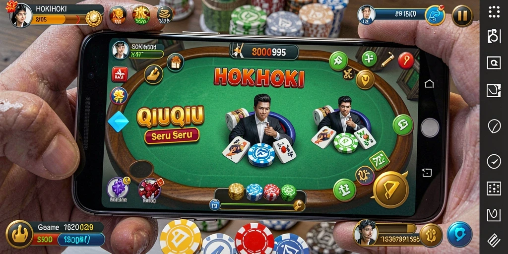 Tampilan permainan HOKIHOKI yang menarik dan penuh aksi QiuQiu.