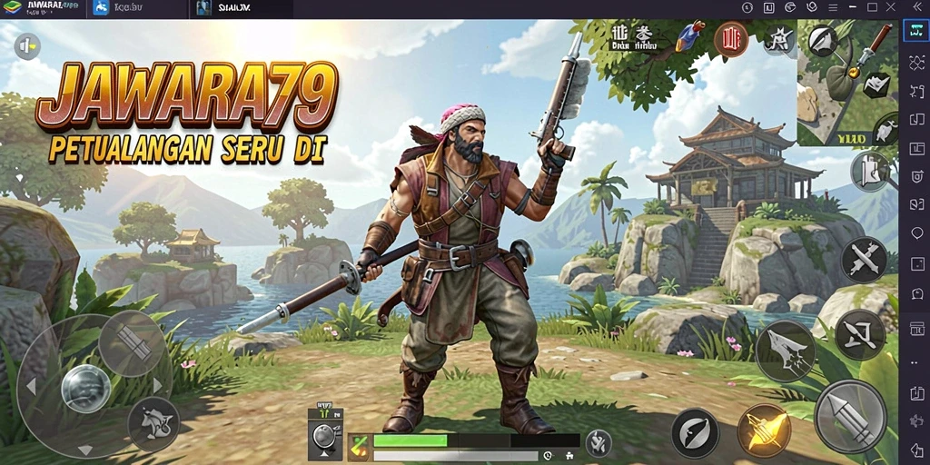 Screenshot JAWARA79 menampilkan permainan di dunia terbuka yang luas.