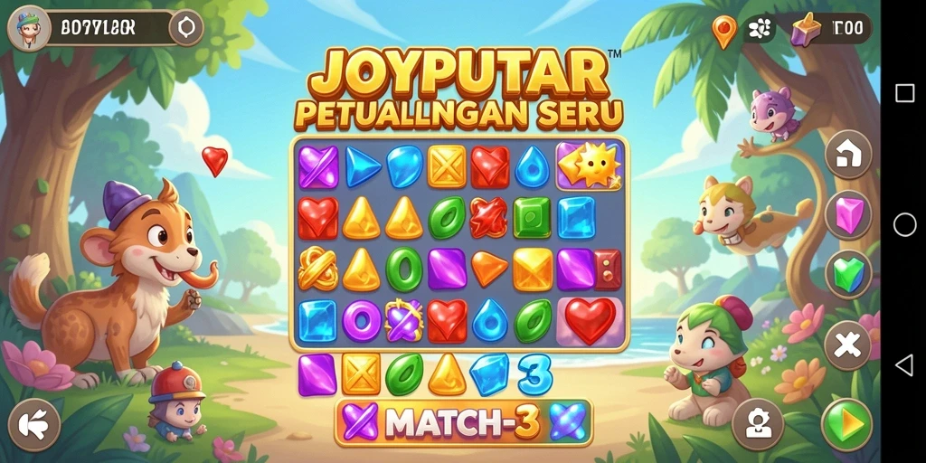 Tampilan gameplay seru dalam JOYPUTAR dengan blok warna-warni.