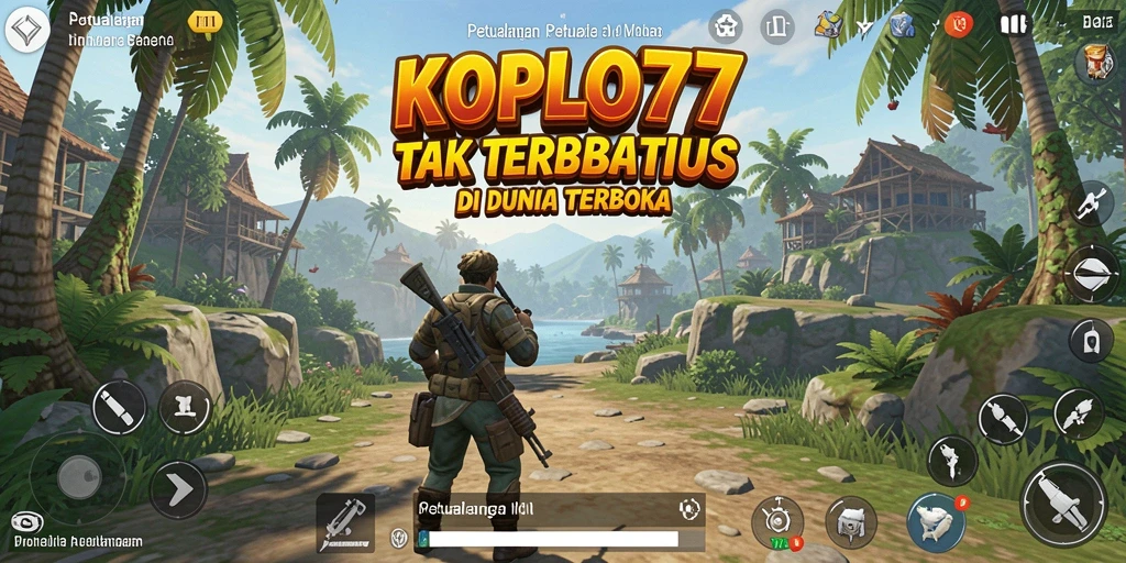 Screenshot KOPLO77 menunjukkan pemain menjelajahi alam bebas yang indah.