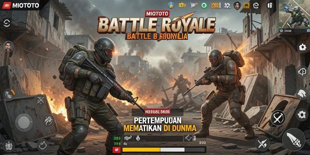 Screenshot menampilkan aksi Battle Royale yang mendebarkan di MIOTOTO.