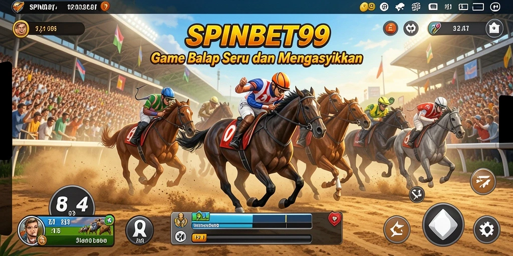 Tangkapan layar gameplay SPINBET99 yang menampilkan aksi balapan seru.