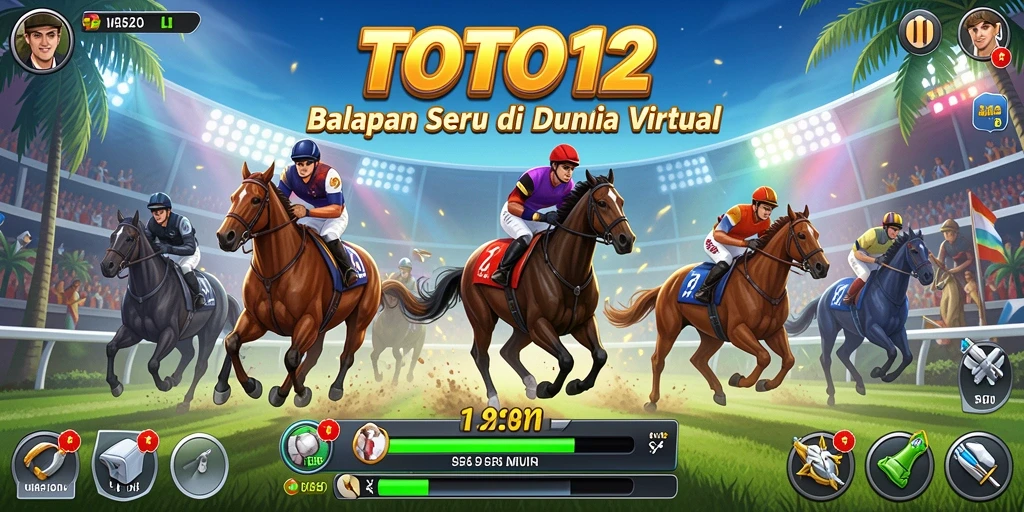 Screenshot gameplay TOTO12 dengan balapan penuh aksi.