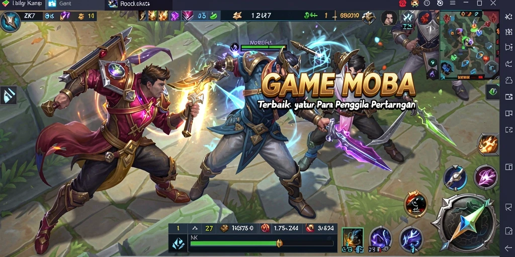 Tangkapan layar ZK7 menampilkan pertarungan seru antar tim di arena.